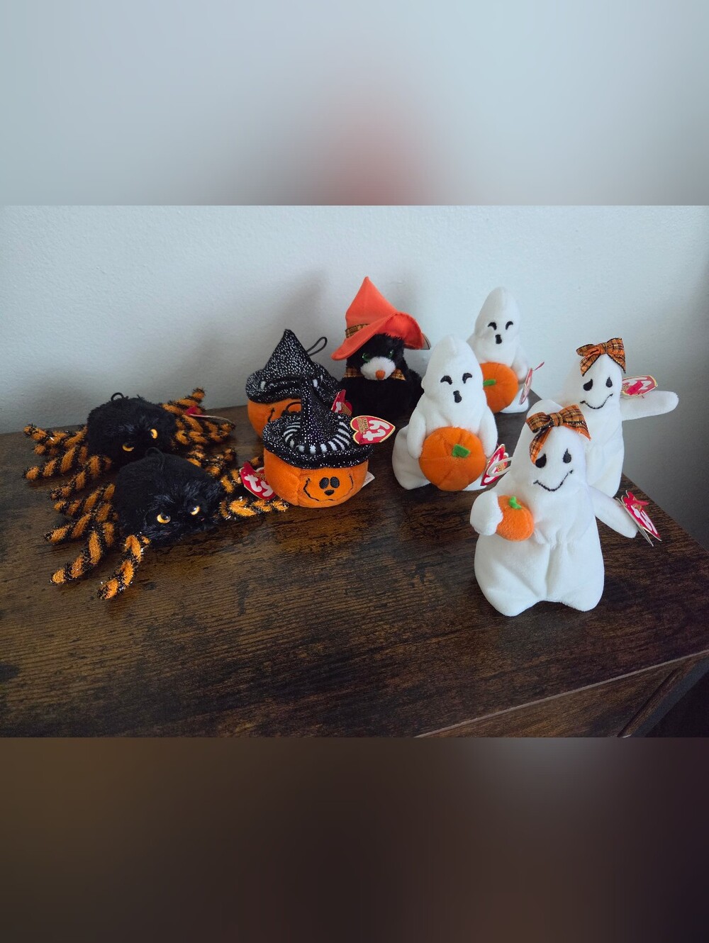 Vintage Halloweenie Beanies Collection Lot Of 9 - Spider, Ghosts, Cat, Pumpkin